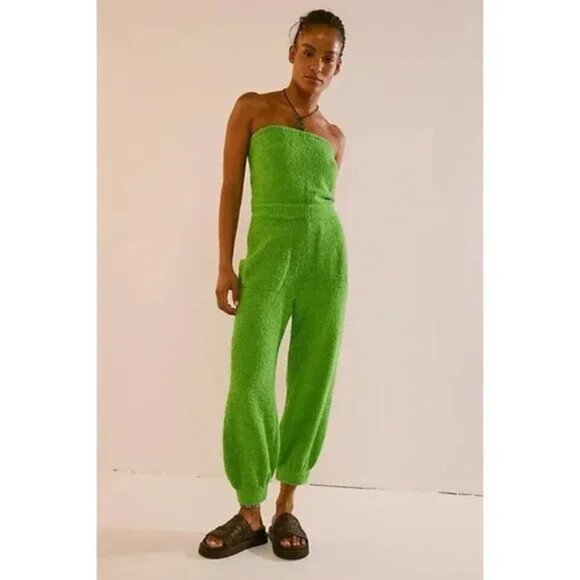 NWOT Free People FP Beach Claire Strapless One-Piece Jumpsuit in Green - Picture 4 of 10